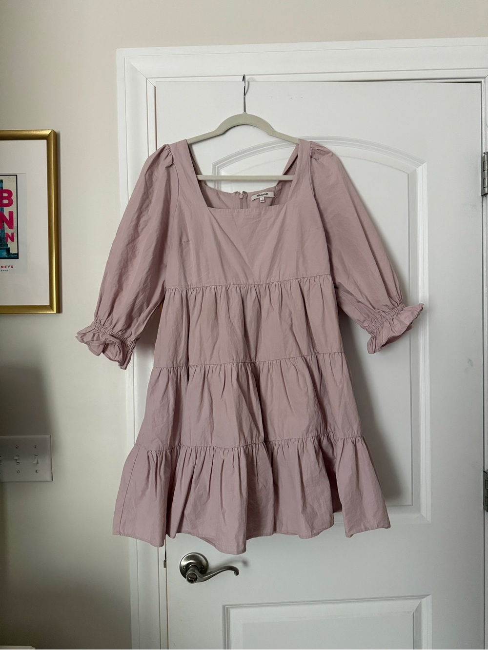 Madewell Tiered Puff Sleeve Dress - soft lilac